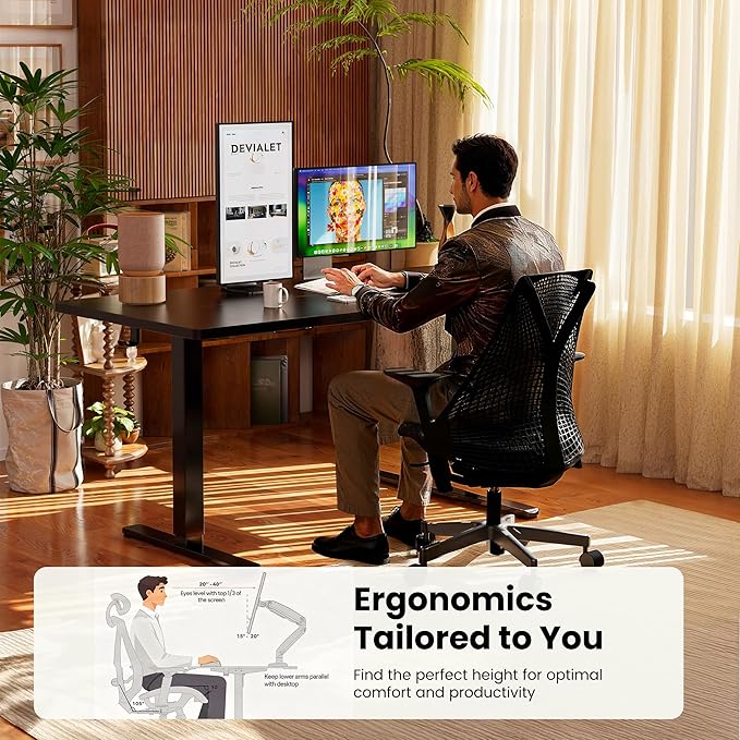 ErGear Height Adjustable Electric Standing Desk 63 x 28 Inches Sit Stand up Desk Memory Computer Home Office Desk Black