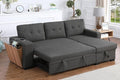 Ball &amp Cast L-Shape Reversible Sectional Sleeper Sofa Bed 4 in 1 Pull Out Couch with Storage Chaise USB Ports &amp Cup Holder Convertible Sleeper Corner Couch Pull-Out Sofa Bed for Living Room Of