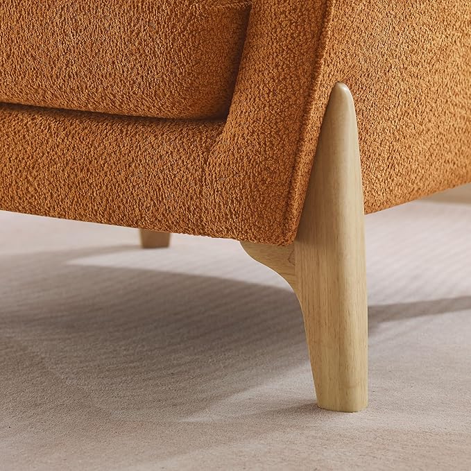 VANOMi Accent Chair 31 Oversized Reading Chair Comfy Upholstered Boucle Lounge Armchair Modern Living Room Chair with Back PillowSingle Sofa Chair for Bedroom Office Orange