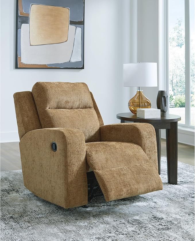 Signature Design by Ashley Kanlow Modern Manual Rocker Recliner Light Brown