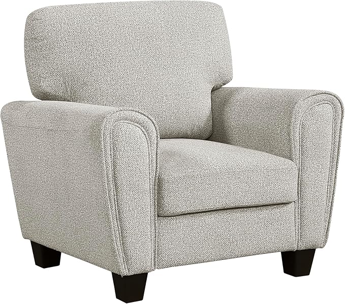 Lexicon Chenille Upholstered Accent Chair Modern Living Room Chair with Removable Back Cushion Cover Track Arms for Office/Bedroom/Apartment Easy Assembly Gray