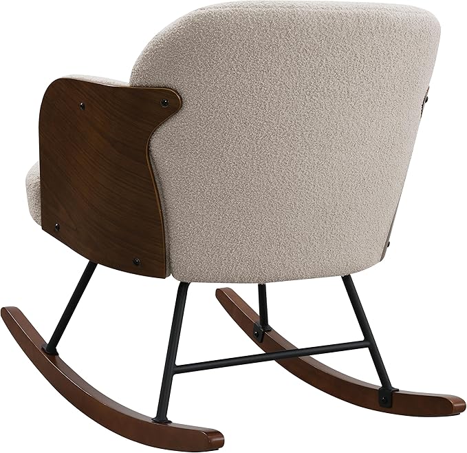 Coaster Home Furnishings - Paige - Wood - Upholstered Rocking Chair with Boucle Fabric Metal Legs and Foam Seat - Living Room or Nursery - Beige - 602625