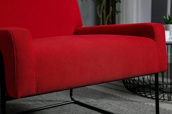 Accent Chair - Modern Industrial Slant Armchair with Metal Frame - Premium High Density Soft Single Chair for Living Room Bedroom