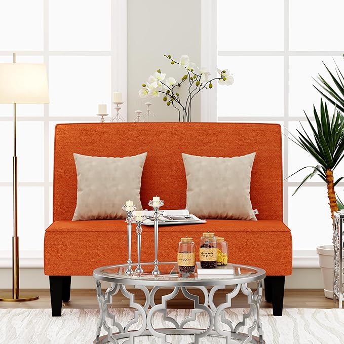 ALISH Small Loveseat Sofa 2-Seater Sofa Couch with Wooden Legs for Bedroom Living Room Upholstered Mini Couch for Small Spaces