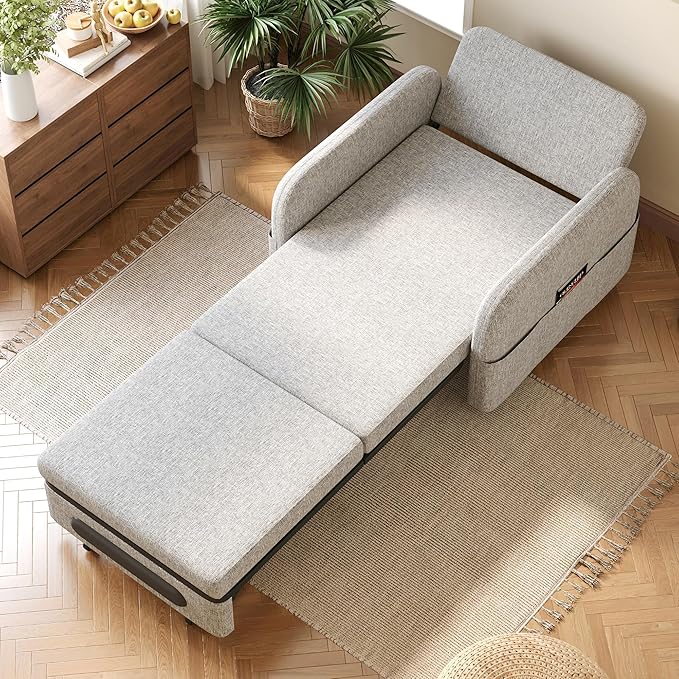 34.6 Pull Out Sofa Bed Convertible Sleeper Sofa 2-in-1 Couch Bed for Living Room &amp Small Spaces RV Sofa Bed Multi-Functional Folding Loveseat Gray