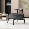 Merax Low-Back Accent Chair Mid Century Modern Upholstered Chair with Curved Backrest for Living Room Bedroom Boucle Fabric Birch Wood Supports 300lbs Black
