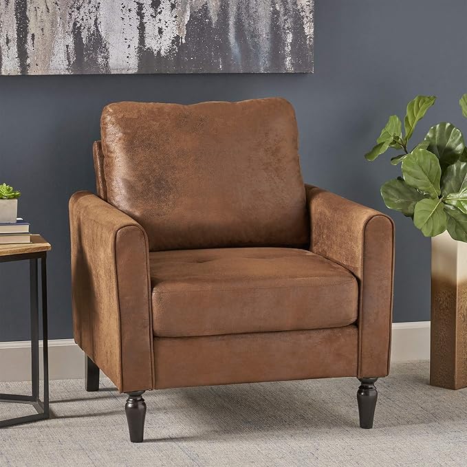 Christopher Knight Home Bunny Contemporary Club Chair with Plush Microfiber Cushions Brown and Black Emerald Gold