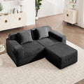 Sectional Cloud Boneless Sofa Couches for Living Room-81 Black 3 Seater L-Shaped Modern Lounge Couch No Assembly Required Corduroy Sleeper Sofas with Ottoman
