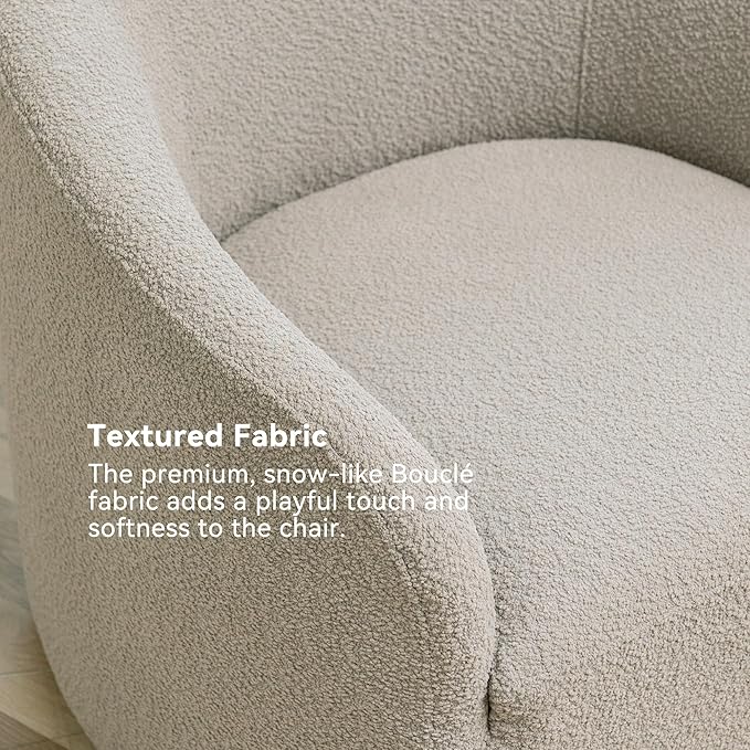KINWELL 32 Wide Modern Boucle Swivel Barrel Chairs Set of 2 No Assembly Round Upholstered Swivel Accent Armchairs for Living Room Bedroom (Oatmeal)