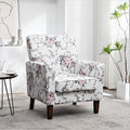 Contemporary Accent Arm Chair with Birch Wood Frame and Velvet Upholstery Armchair for Office and Living Room Decor Removable Cushions 06 Printed Fabric