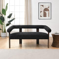 Christopher Knight Home Celen Modern Boucle Fabric Upholstered Loveseat with Round Armrest and Rubberwood Frame Comfy Living Room 2-Seater Sofa Space-Saving Couch for Hotel/Apartment Black + Brown