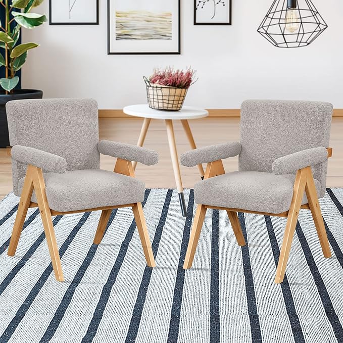 Modern Arm Chair Set of 2Chair Set with Solid Wood Frame Altay Velvet Upholstered Accent Chairs with arm Pads for Living Room Bedroom Apartment Gray