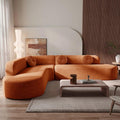 LUMISOL Curved DesignSectional Sofa Couch with 3 Round Cushions 122''L Foam-Filled Compressed Couch for Living Room 2-Piece Modular Chenille Floor Sofa No Assembly Required Orange