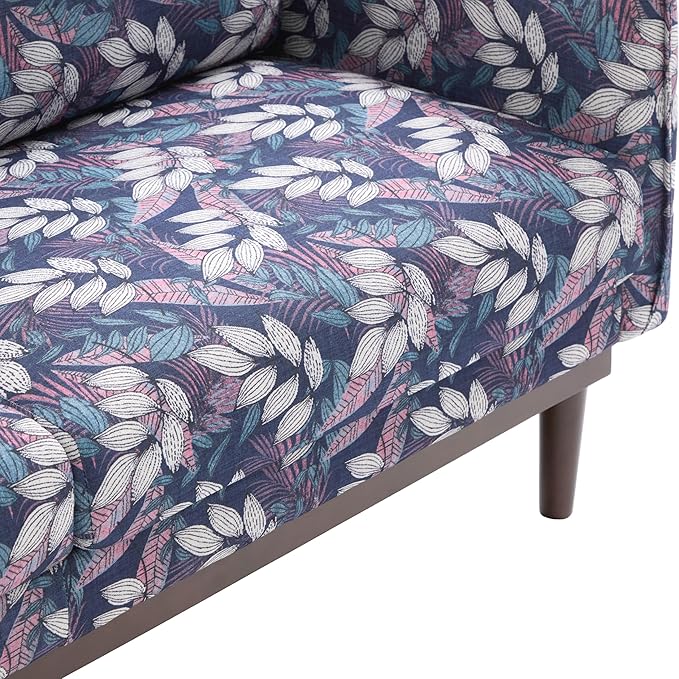 Christopher Knight Home Brena Modern Fabric Upholstered Loveseat Sofa Wooden 2 Seater Sofa Couch with Deep Seat Comfy Cloud Couch for Living Room Bedroom Home Office Blue+White