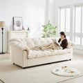 KEIKI 94.8 Chenille Deep Seat Modern Cloud Sofa Fluffy Deep Cushion Upholstered 3 Seat Couch with Wood Frame Support Designed for Offices Studios Waiting Areas and Stylish Professional Interiors