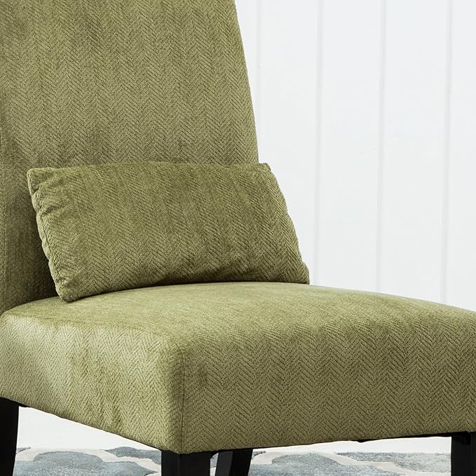 Roundhill Furniture Pisano Spring Green Fabric Armless Contemporary Accent Chair with Kidney Pillow