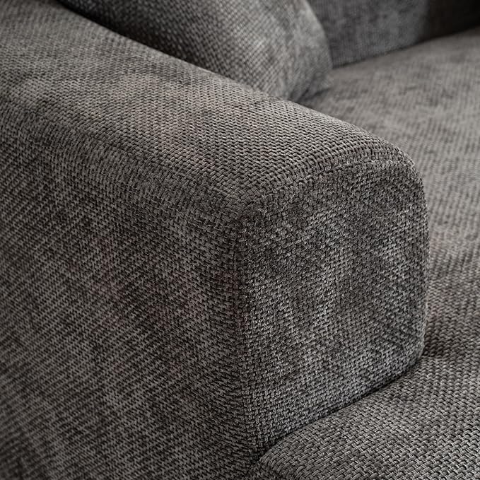 106.72” Curved Sofa Oversized Curved Couch for Living Room Corduroy Fabric Foam Couch Modern Deep Seat Couched with Pillows No Assembly Grey