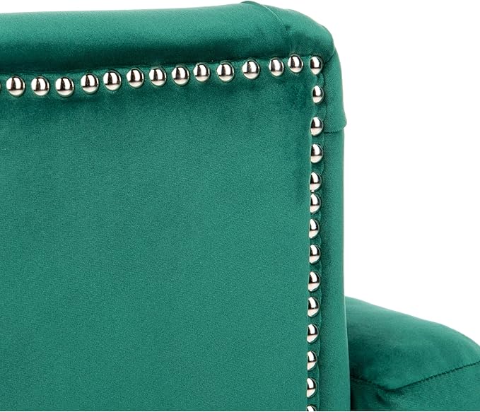 Safavieh Home Colin Emerald Green Velvet and Espresso Tufted Club Chair