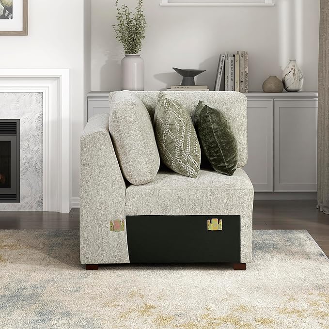 Lexicon Modular Sectional Sofa Module for Sectional Couch Corner Seat 2 Pillows Removable Back Cushion Cover Microfiber Sand