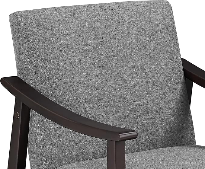 Yaheetech Leisure Chair with Solid Armrest and Feet Modern Mid-Century Accent Chair Linen Fabric Side Sofa for Living Room Bedroom 2pcs Dark Gray