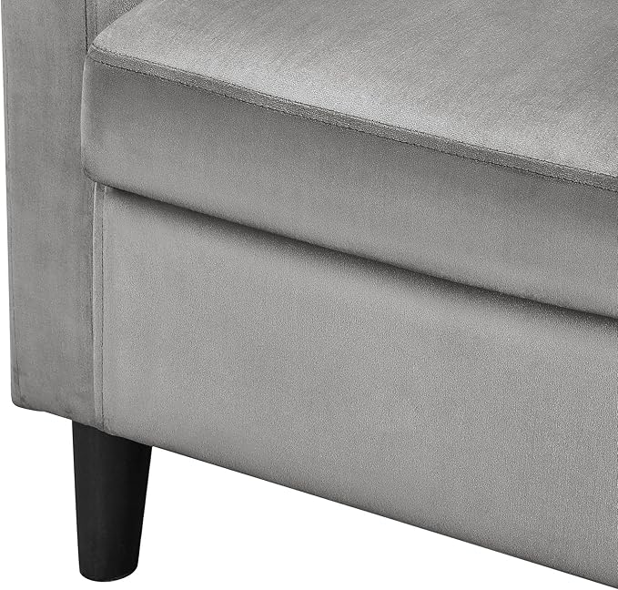 Yaheetech Accent Chair Modern Velvet Armchairs with Big Ample Seat Half Rounded Back Cozy Upholstered Barrel Sofa Chair for Living Room Bedroom Waiting Room Gray