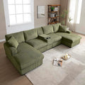 U-Shaped Sectional Cloud Sofa with Storage Console and Cupholders 126-Inch U-Shaped Symmetrical Corduroy Sectional Couch W/2 Chaise LoungesUSB-C Ports &amp 2 Pillows