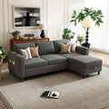 Sectional Sofa Couches for Living Room - 3-Seat Dark Gray L-Shaped Modern Sofa Couch with Reversible Storage Ottoman &amp Storage Pockets for Living Room Apartment Studio