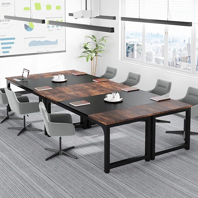 Tribesigns 70.8”Executive Desk Large Office Computer Desk with Thicken Frame Modern Simple Workstation Business Furniture for Home Office Rustic Brown/Black