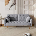 Modern Velvet 2 in 1 Futon Sofa BedConvertible Folding Sleeper Bed Couches with 2 Pillows73 Tufted Recliner Love Seat with Golden Chrome Legs for Living Room Apartment Office (Grey-New)