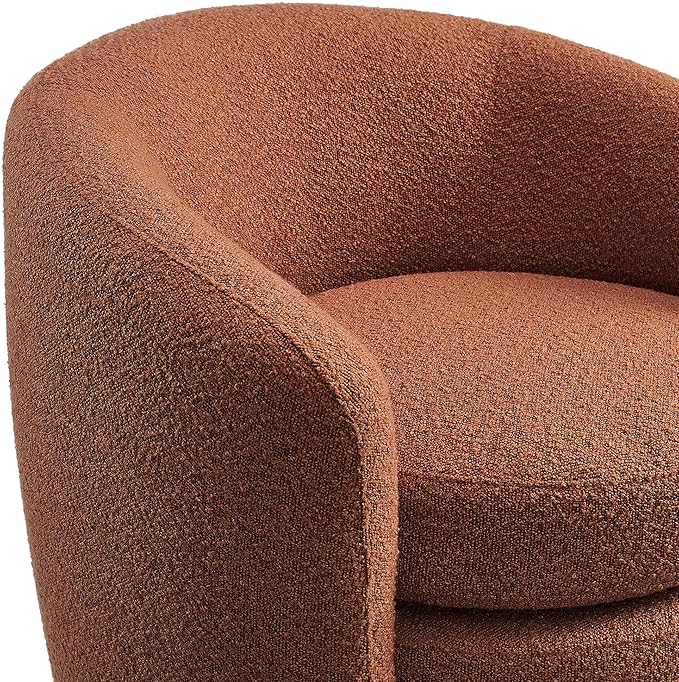Modway Affinity Boucle Fabric Accent Chair in Rust - Versatile Living Room Chair with Curved Back - Upholstered Bedroom Barrel Chair - Reading Armchair