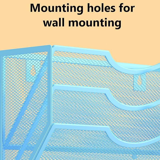 Kuntine.B Wall File Organizer Office Hanging Magazine Holder Wall File Organizer for Office Home (Blue 3 Tier)
