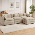 Modular Sectional Sofa 112.2 Inch L Shaped Couch Set with Armrests 3-Seater Comfy Cloud Couches for Living Room Apartment Coffee