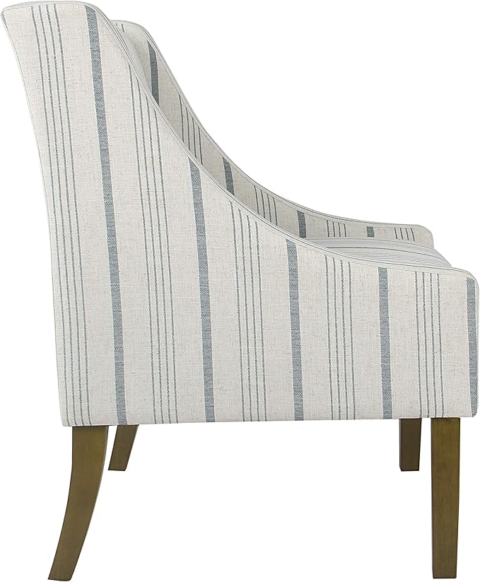 Homepop Home Decor Upholstered Classic Swoop Arm Accent Chair Accent Chairs for Living Room &amp Bedroom Decorative Home Furniture Ivory &amp Gray Stripe