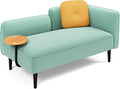 2 Seater Couch Small Love Seat Couches for Small Spaces Bedroom Living Room 57 Mini Sofa Apartment Size Couch Linen Retro Loveseat with Pillow and Removable Tray (Teal Left)