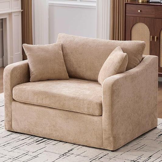 44 Large Accent Chair for Living RoomBrown Oversized ChairCozy Reading Chairs for AdultsUpholstered Chenille ChairBig Armchair Comfy