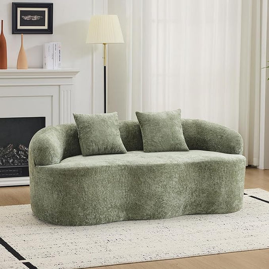KEIKI 66.93 Cloud Sofa Curved Loveseat Couch with Round Armrest Compression Seat for Living Room Guest Bedroom No Assembly Required Green