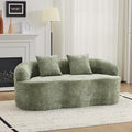 66.93 Curved Loveseat 2 Seater Foam Sofa Soft Chenille Round Couch Cloud Sofa Deep Seat Love Seat with 2 Pillows Modern Boneless Compression No Assembly Comfy Small Couches for Small Spaces (Green)