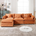 GNIXUU 112 Orange Cloud sectional Couch Modern Chenille L Shaped Couches for Living Room Comfy 4 seat Modular Sofa with Moveable Ottoman &amp Memory Foam