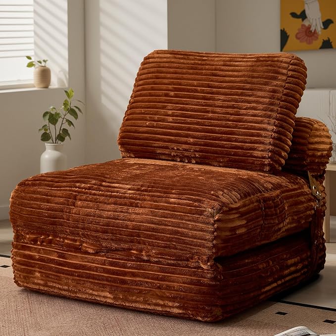 ovios Folding Sofa Bed Foldable Sleeper Chair Floor Futon Comfy Portable Convertible Fold Out Lounge Chairs for Living Room Bedroom Brown
