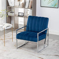 Generic Velvet Vertical Stripe Armchair Gold Metal Frame Accent Chair Suitable for Living Room BedroomBlue