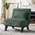 Upholstered Armless Accent ChairModern Comfy Living Room Chairs with Wooden Legs&amp PillowsLounge Sofa Side Chair for Bedroom Farmhouse Reading (Green 1 PC)