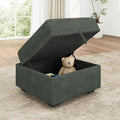 HONBAY Square Ottoman Module for Modular Sectional Sleeper Sofa Storage Ottoman Footrest and Seat Cube Velvet Green
