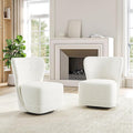BELLEZE Swivel Accent Chairs Set of 2 Modern Upholstered 360° Swivel Barrel Chairs Comfy Small Club Chairs for Nursery Hotel Bedroom Office Lounge - Cortona (White)