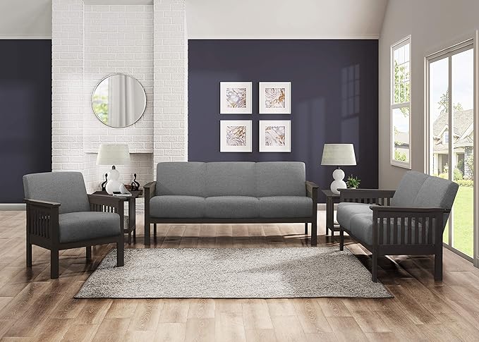 Lexicon Noel 49.5 W Fabric Living Room Sofa Loveseat Gray