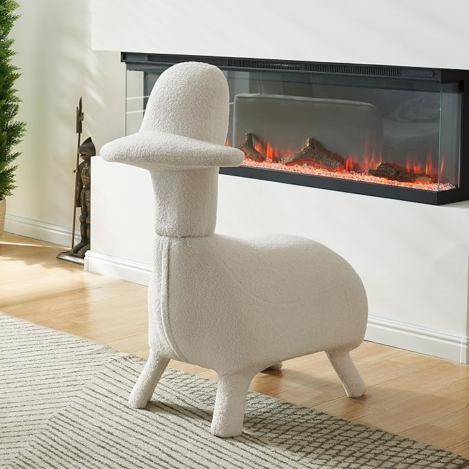Animal Shape Gaming Chair Soft Lamb Wool Cute Duckbill-Shaped Chair for kids Deep Cushion Small Sofa for Small Space Ideal for Bedroom/Living Room/Office Stylish Furniture Easy Assembly Beige