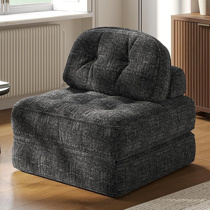 Dowinx Folding Sofa Bed with Pillow Small Convertible Comfy Couch Bed for Adults Home Lounge and Gaming Modern Comfortable Design for Apartment Living Room Bedroom Smooth Velvet Black