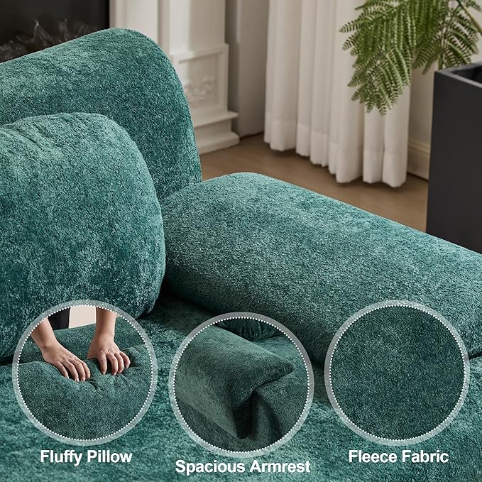 Multiple Modular Boneless Couches for Living Room Cloud Sectional Sofa with Comfy Deep Seat Oversized Loveseat Couch for Bedroom Apartment No Assembly 2 Modules Combined Dark Green