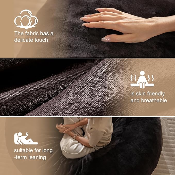 Bean Bag Chair for Adults Floor Bean Bags Offers Ample Space for AdultsMemory Foam Giant Bean BagsLounger Versatile Design Suits Any RoomMovie NightsReading(Black5FT)