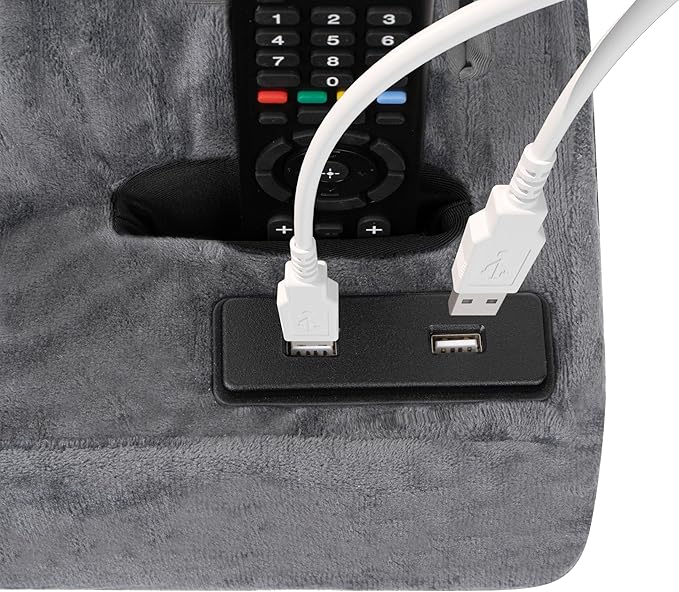 Couch Cup Holder &amp Organizer with USB Charging Ports – Sofa Caddy for Drinks Remotes Snacks &amp More – Perfect Couch Accessory with Anti-Slip Design