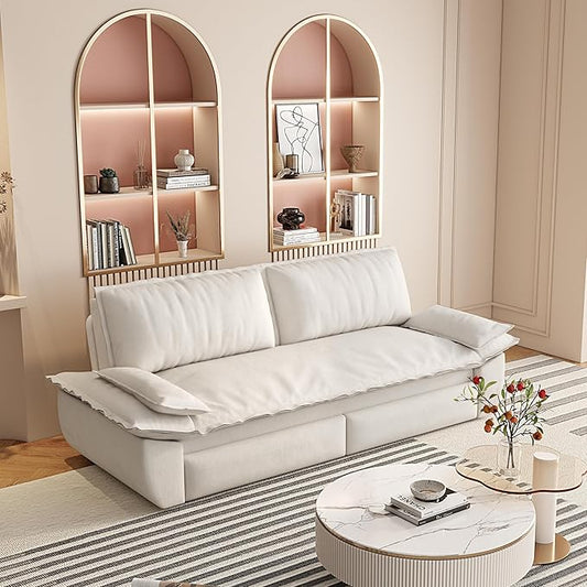 Cilee 73.2 Folding Sofa Bed 3-in-1 Convertible Loveseat Sleeper Sofa Pull Out Futon Sofa Bed Comfy Floor Couch with Storage Pocket &amp 2 Pillows Love Seats Furniture for Living Room Velvet Ge
